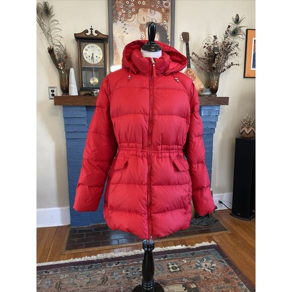 Lands' End Jacket Womens 2X Red Down Hooded Puffer Coat Insulated Warm Classic - Picture 6 of 15